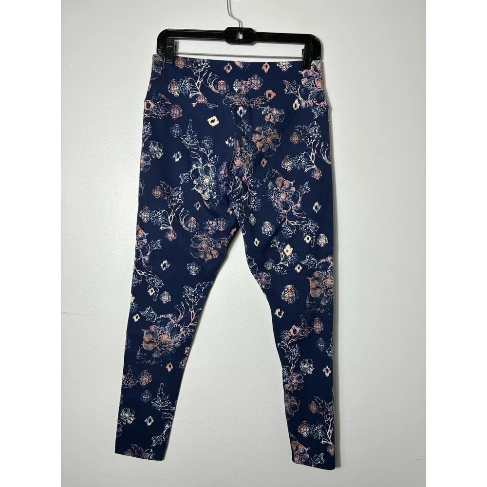 Free People Movement Leggings Sz Large Navy Blue Pull On Athletic Everyday